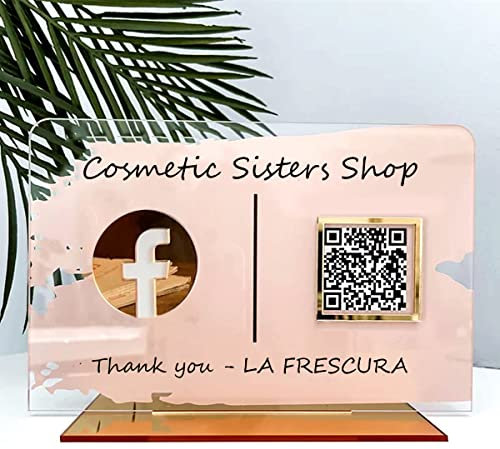 Pahdecor Benutzerdefinierte Business QR Code Zeichen Personalisierte Bargeld App Paypal Zahlung Venmo Instagram Facebook Social Media Schilder Acryl Verkäufer Pop Up Shop Hochzeit Business (Clear)