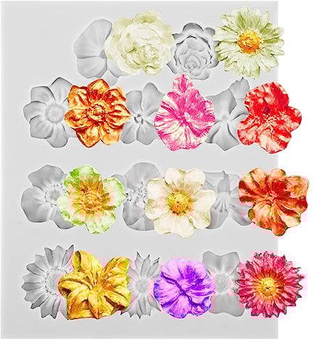 Lusofie Moldes Silicona Manualidades Molde de Silicona para Flores Molde de Arcilla Polimérica Juego de Moldes de Fondant para Moldes Decorativos de Arcilla Polimérica Moldes para Velas