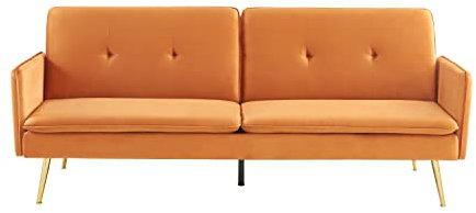 BAÏTA Rechtes Sofa Adam 3-Sitzer umwandelbar Samt Rost