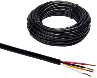 BEIJISTAR Cavo Rimorchio 4 Conduttori 10M, 12V 24V Cavo Veicolo 4x0.75mm² Rotondo, Auto FLRYY Elettrico per Rimorchio RV Camion Caravan