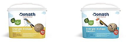 Donath Energie-Knödel - Meisenknödel ohne Netz - 100g je Knödel - 50er Eimer & Klassisch ohne Netz - 100g je Stück - 50er Eimer