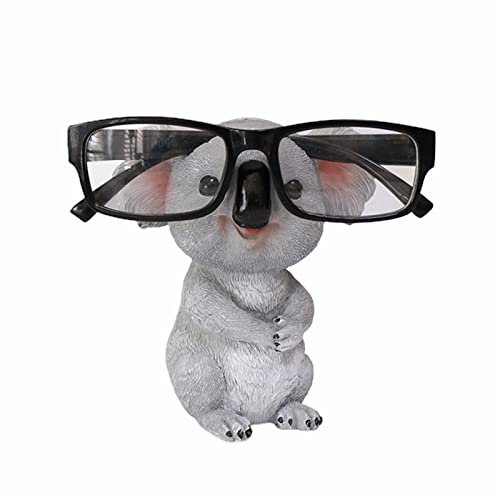 Simpatico Portaocchiali per Animali, Espositore Porta Occhiali in Resina Koala, Accessori Decorativi per Occhiali, Ottimo per Comodino, Casa, Ufficio, Scrivania, Regalo Decorativo(Grigio)