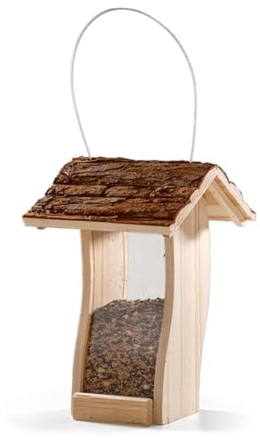 CULT at home Vogel Futterhaus Holz – Futterhaus für Vögel hängend Wildvögel Vogelfutterhaus zum Aufhängen – 21 x 20 cm Höhe 30 cm