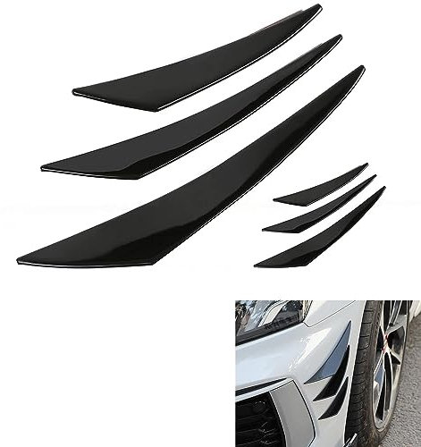WeFoonLo Kit universal para alerón de coche, divisor de labios para parachoques delantero, 6 piezas de aletas suaves para el exterior del coche, carrocería anticolisión calcomanía (Negro)