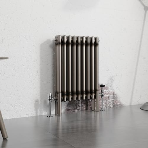 Warmehaus 600x427mm Raw Metal Horizontal 3 Column Radiator Traditional | Cast Iron Style Victorian Radiator, Radiators Wall Mounted Central Heating, Designer Triple Column Radiator, Bathroom Kitchen