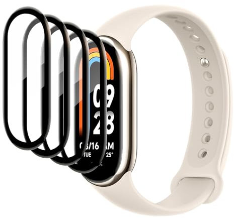 Fyqzio [4 Piezas Protector de pantalla compatible con Xiaomi Mi Band 8,sin burbujas,antiarañazos,3D Cobertura Completa,HD TPU Protección de películas