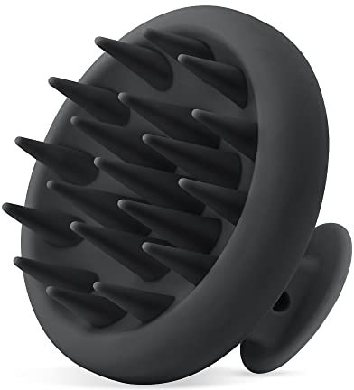 HEETA Kopfhaut Massagebürste Silikon, Haar Massagebürste mit Weichen Borsten, Integriertes Silikon-Design, Shampoo-Bürste für nasses und trockenes Haar, Dunkles Schwarz