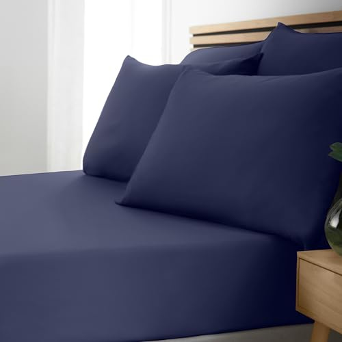 Catherine Lansfield So Soft Spannbettlaken für Doppelbett, bügelleicht, Marineblau