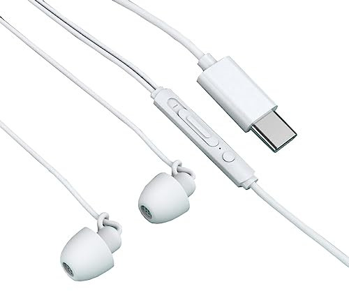 CLSSLVVBN Cuffie antirumore per Dormire con Cavo Cuffie con Controllo del Pulsante Cuffie Auricolari con cancellazione del Rumore Fornitura per la casa, Bianco Singolo di Tipo C