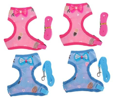 minkissy 4 Sets Huhnweste, Hühner-Geschirr, Haustier-Leine, Dekoration, Tank-Top, strapazierfähiges Hahn-Geschirr, Hühner-Zugseil, Huhn-Zugseil, Kleidung, Ziehen Sie das Seil, Brustgurt, Gürtel