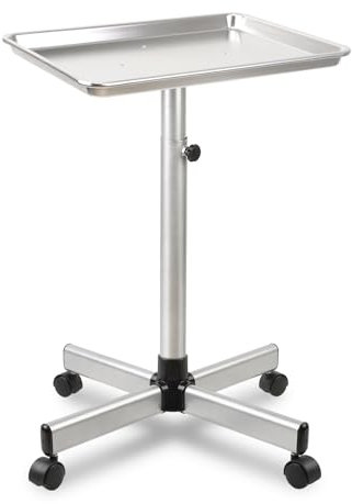 Salon Tray on Wheels, Rolling Tattoo Tray, Adjustable Hair Stylist Tray, Metal Mayo Stand Tray, Salon Color Tray Use As Medical Tray, No-Rusting
