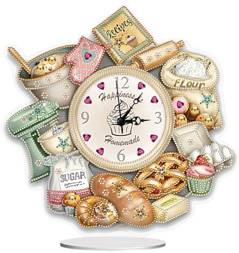 Starnearby DIY Diamond Painting Uhr Deko, 5D Diamant Painting Tisch Deko Mit Uhrfunktion, Diamant Malerei Kunst Set Ornamente, Zuhause Deko Muttertagsgeschenk Geschenke für Frauen