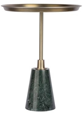 Qiyano Beistelltisch rund mit dünnem Fuß und Marmorsockel Eisen Tablett Modern Elegant Handgefertigt Pflanzenständer Wohnzimmer Ablage Höhe: 51 cm Farbe: Schwarz/Gold