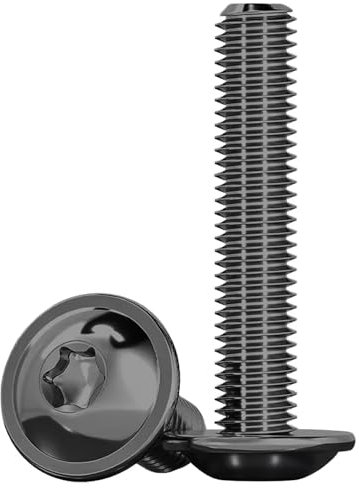 Drenky 10 Piezas M8x40mm Tornillos Torx, Tornillo De Cabeza Alomada Con Brida Negro ISO 7380-2 Tornillos Con Brida Acero Inoxidable Tornillos Roscados Tornillos Con Arandela, Totalmente Roscados