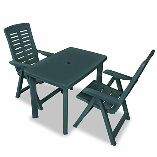 LAPOOH 3-TLG. Bistro-Set, Bistrotisch Mit 2 Stühlen, Gartenset Tisch Und Stühle, Balkontisch Klein, Bistroset, Kunststoff Grün