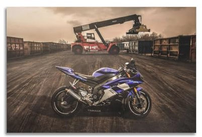 FYUER Rennmotorrad-Poster R6, blaues Superbike, Sportbike, dekoratives Gemälde, Leinwand, Wandkunstwerk, Bild, 40 x 60 cm