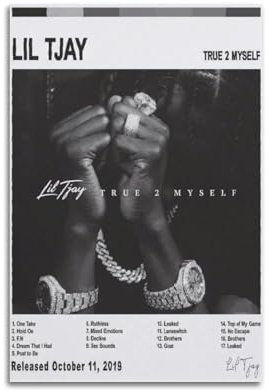 FOBOXCHD Lil Tjay True 2 Myself Musik-Cover-Album-Cover, Druck, Album, Gemälde, Leinwand, Gemälde, Wandkunst, Heimdekoration, Teenager, Schlafzimmer, Dekoration, 30 x 45 cm, ungerahmt, Stil 17