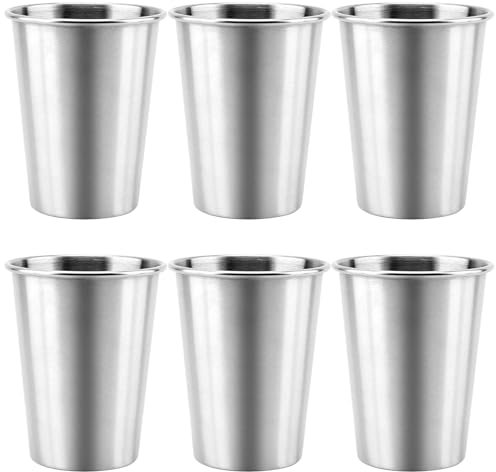 SOUJAP 6 PCS 500ml Stainless Steel Cup, Reusable Metal Drink Cup for Coffee, Juice, 8.9 x 12.5cm