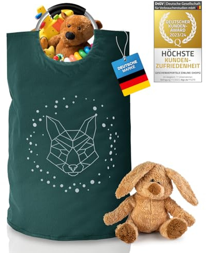 Dimono® Pfandflaschen Sammler 70L Faltbar Spielzeugkorb wasserabweisend | Riesiges Volumen, praktischer Leergutbehälter für Altglas und PET, auch als Wäschekorb nutzbar, mit gepolsterten Henkeln
