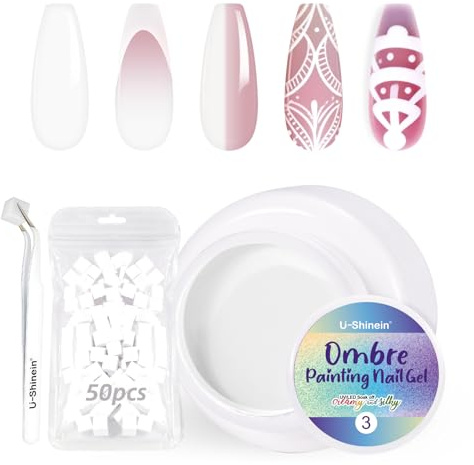 U-Shinein White Ombre Gel Nail Polish Set, With Nail Sponges & Grabber | U-Shinein White Ombre Gel Nail Polish Set, With Nail Sponges & Grabber