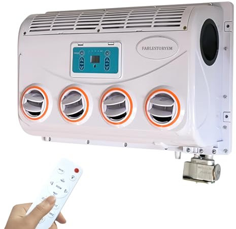 Fablestoryem Aire Acondicionado Portátil para Vehículos con Control Remoto, 12V/24V, Conjunto Evaporador para Coche, Juego Ventilador para Techo Caravana, Incluye Ventilador y Control Remoto,24V