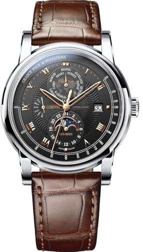 LOBINNI Herren-Armbanduhr, automatisch, mechanisch, Woche, Kalender, 24-Stunden-Anzeige, Saphirglas, Lederband, Business-Uhren für Herren, luxuriöses Geschenk für Herren