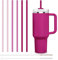 HALM Lot de 6 pailles en verre, roses, 6 x 30 cm de long, pour tumbler et bouteilles Stanley Cup Quencher, jusqu'à 1,2 l, avec brosse de nettoyage, passent au lave-vaisselle, pailles de rechange