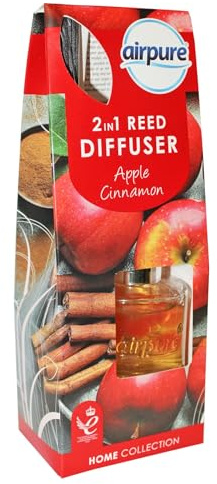 30ml Christmas Reed Diffusers for home or gift - Air Fresheners for Home - Long Lasting Home Fragrance - Room Diffuser Sticks with Coloured Fragrance Oil (Apple Cinnamon 7598)