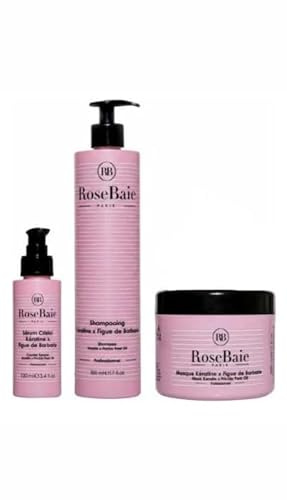 ROSEBAIE | Routine Trio Figue de Barbarie et Kératine | Sébo Régulation et Hydratation | Shampoing 500ml | Masque 500ml | Sérum 100ml
