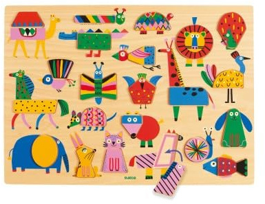 Djeco Holzpuzzle Spielzeug - Puzzlo Geo - FSC 100% langlebig