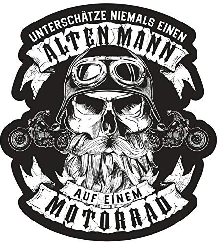 Spaß Kostet Aufkleber Unterschätze Niemals einen Alten Mann auf einem Motorrad (wetterfest)