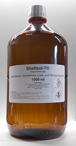 1000 ml Shellsol T 10 Turpentine Substitute, Unscented, Aromafreies Solvent and Brush Cleaner ISO Aliphaten Hydrocarbon