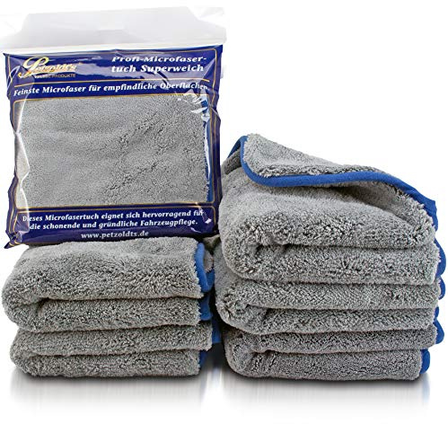 Petzoldts Premium Microfaser-Poliertuch Superflausch 3.1; Microfasertuch zur Autopflege (6 Tücher)