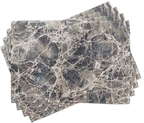 ABAKUHAUS Marmor Platzmatten, Keramik-Stil Grunge, Waschbare Stoff Esszimmer Küche Tischdekorations Digitaldruck, Beige Taupe