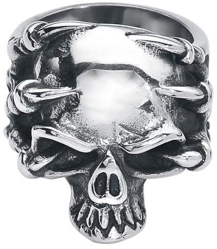 etNox hard and heavy Klauenschädel Männer Ring silberfarben