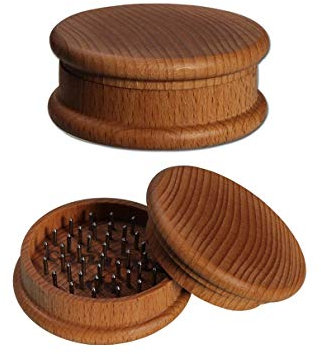 Canamix Kr?uter-M?hle, Herb-Crusher, HOLZ-Grinder | 2-teilig | 28 x 66 mm | Stift-Z?hne, Metallstifte | Buchenholz | von bong-discount