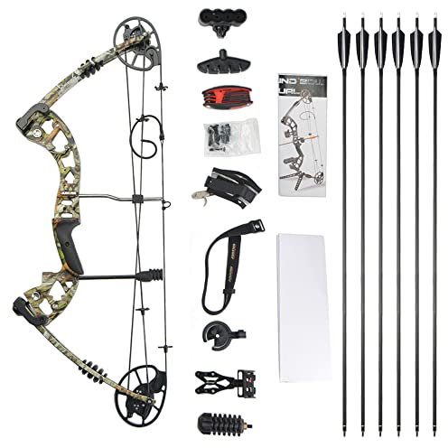 AMEYXGS Bogenschießen Compoundbogen Kit 30-70 lbs mit Carbonpfeil Stabilisator Pfeilauflage Release zum Schießen und Schießen (camo)