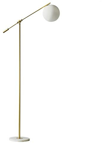 Moderne Lampadaire en verre nordique Boule Abat Marbre base LED Lampadaires for Salon nuit Chambre E14 Éclairage (Color : A-Three-color dimmable)