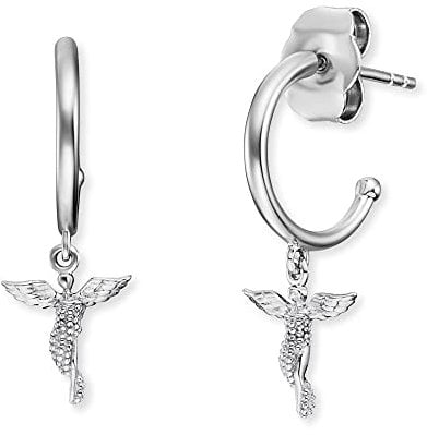 Engelsrufer Damen Ohrring Stecker Bicolor aus Sterling Silber in silber und roségold - Steckverschluss - besetzt mit 50 weißen Zirkonia Steinen -nickelfrei - 9mm