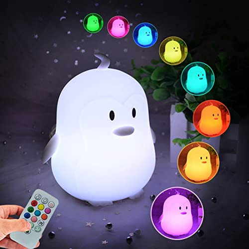 Glinrui Nachtlampe Silikon Pinguin Nachtlicht für Kinder 9 Farben Fernbedienung Baby Licht für Kleinkinder/Jungen/Mädchen/Schlafzimmer/ältere/Erwachsene/Badezimmer/Outdoor-Mittel