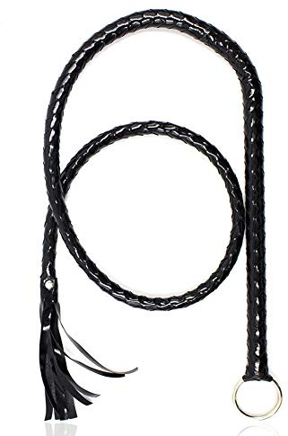CALIDAKA Faux Leather Black Whip Costume Whip Handmade Bullwhip, Whip Costume Accessory Horse Riding Crops Equestrianism Whips for Stage Performance Racing Cosplay Costume Accessories