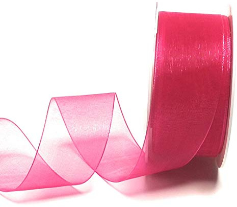 Schleifenband 25m x 40mm Pink Organza Organzaband Chiffonband Webkante [3493]