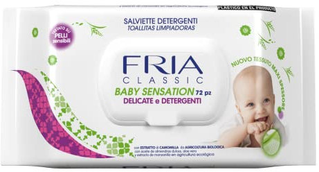 Salviette per Bambini e Neonati - Con Estratto di Camomilla - Testate su Pelli Sensibili - Formato: 72 Salviette - Baby Sensation Classic con Coperchio – FRIA
