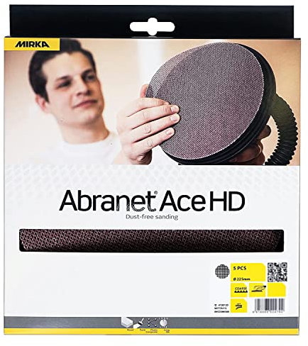 Mirka Abranet Ace HD Netz Schleifscheiben Ø 225mm Klett/Korn P80 / 5 Scheiben/Für Trockenbauschleifer Wand- und Deckenschleifer/Schleifen von harten Oberflächen, Holz, Spachtel, Lack, Metall