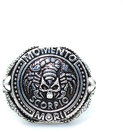 Skorpion Ring für Männer, Gothic Skorpion Schädel Ring, Vintage Skorpion Sternzeichen Sternbild Ring, Retro Skorpion Totem Amulett Ring, Halloween Biker Ringe, Punk Tier Schädel Schmuck (18.1)