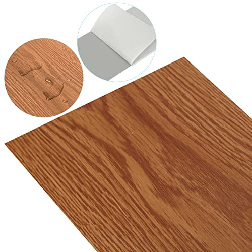 Fiqops PVC Bodenbelag, Vinylboden Dielen Selbstklebend ca. 5 m² Rutschfest Wasserfest für Designboden Dielenboden(Classic Warm Oak)