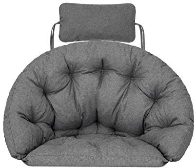 Bjird Hängesessel Kissen, Polster, Auflage für Polyrattan & Rattan Hängeschaukel, Sitzauflage für Hängekorb mit Rückenkissen - Graphit