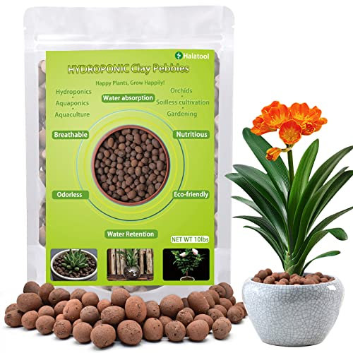 Halatool Ciottoli di argilla Leca da 4,5 kg per piante da 4 mm-16 mm, palline di argilla Hydroton Leca, per piante da interno, coltivazione idroponica, giardinaggio, orchidee, drenaggio, decorazione