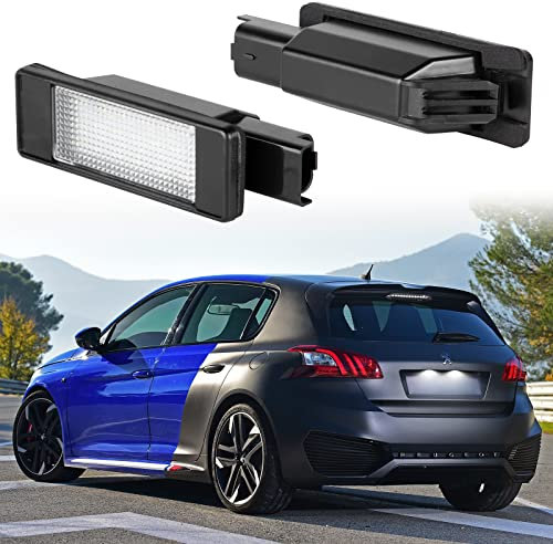 POPMOTORZ 2 Stücke LED Kennzeichenbeleuchtung Glühbirnen Nummernschildbeleuchtung Lampe 2835 SMD mit CanBus Fehlerfrei, License Plate Light für Peugeot 207/207 CC 208 308 2008