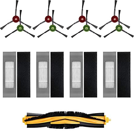 LOHILL Filter Bürste Ersatzteile Zubehör Set für Ecovacs DEEBOT N8 N8+ N8 PRO N8 PRO+ N10 Plus Staubsauger Roboter (1 Hauptbürste + 4 Filter + 8 Seitenbürste)